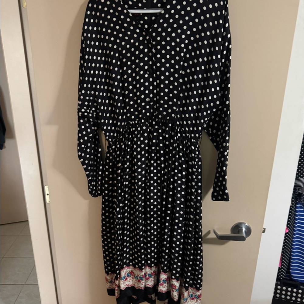 Vintage silk Black and White Polka Dot Dress